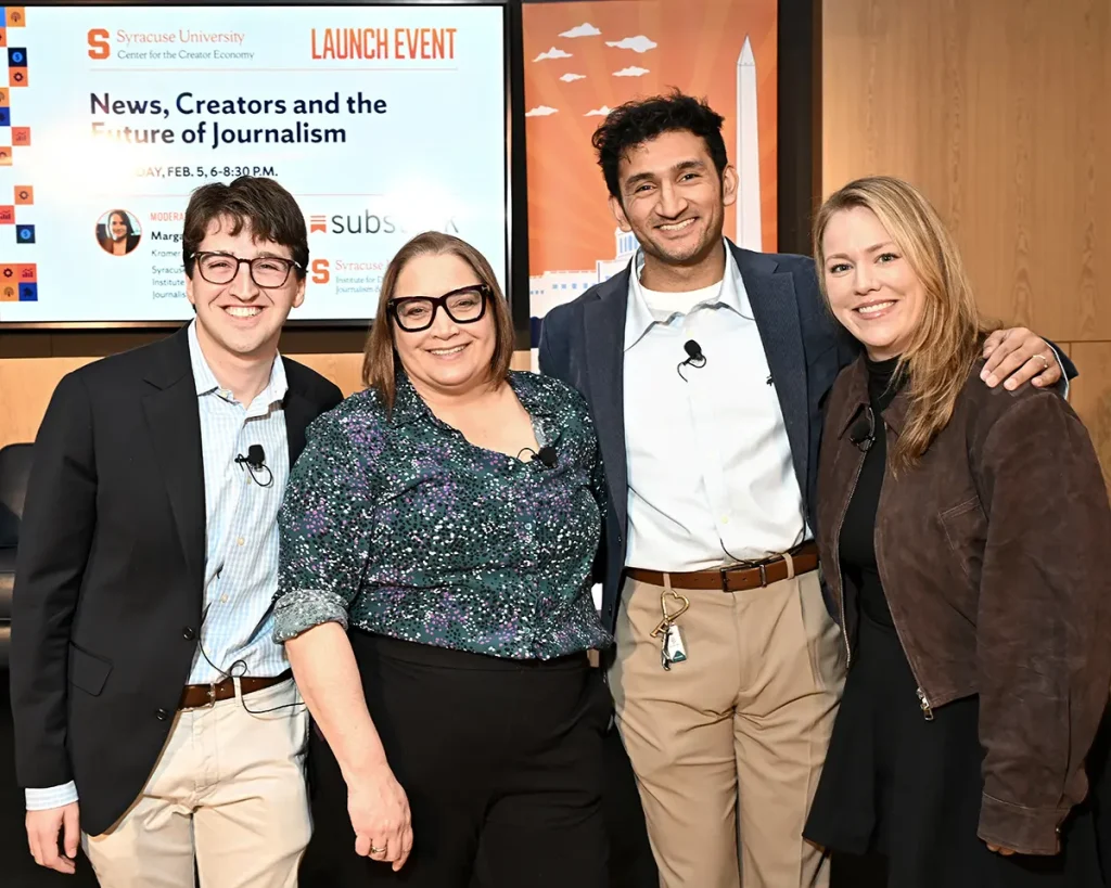 Panelists at the Center for the Creator Economy's 'News, Creators and the Future of Journalism' launch event